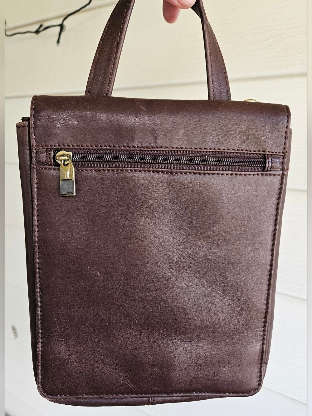 Wilson, genuine, leather Vntg handbag, 9"×7" satchel, purse, vintage vibe (Mbc)